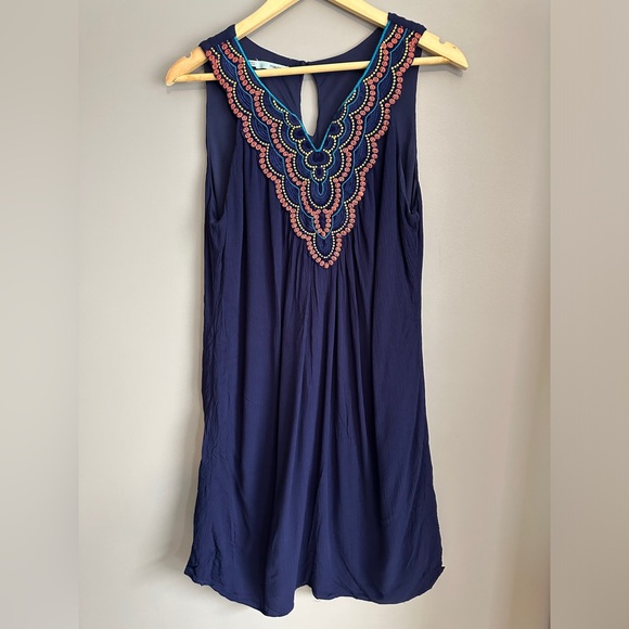Maurices Sleeveless Embroidered Boho Summer Dress Large Coastal Resort Beach - Picture 5 of 6